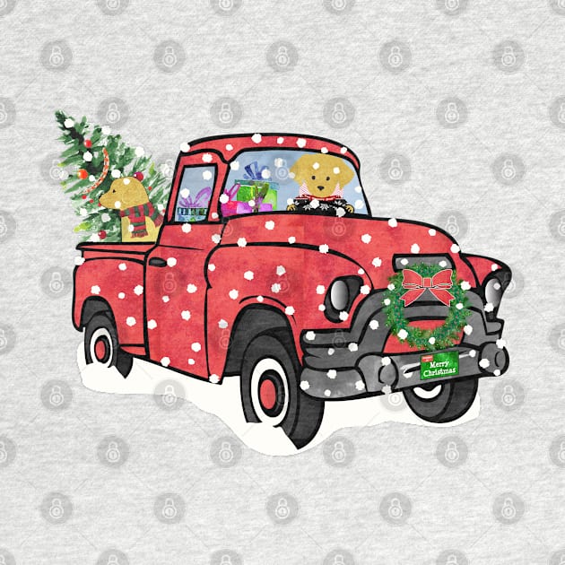 Yellow Labs Christmas Red Truck by emrdesigns